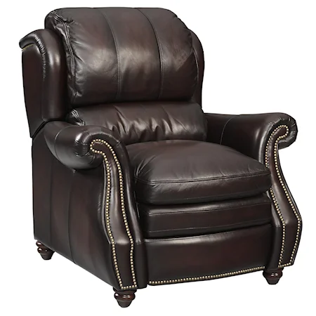 Traditional Press Back Recliner with Bustle Back and Nailhead Trim